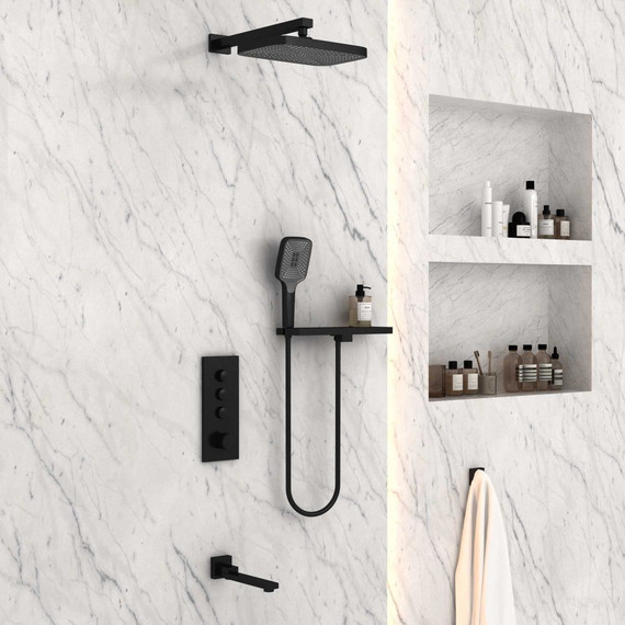 Душевая система для ванны с термостатом Vincea VSFW-431T1RMB, черный - 3 Душевая система для ванны с термостатом Vincea VSFW-431T1RMB, черный фото 3