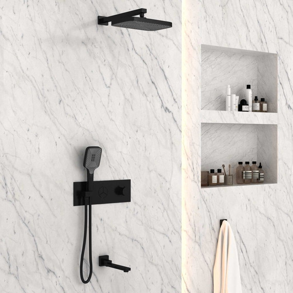 Душевая система для ванны с термостатом Vincea VSFW-432T1MB, черный - 3 Душевая система для ванны с термостатом Vincea VSFW-432T1MB, черный фото 3