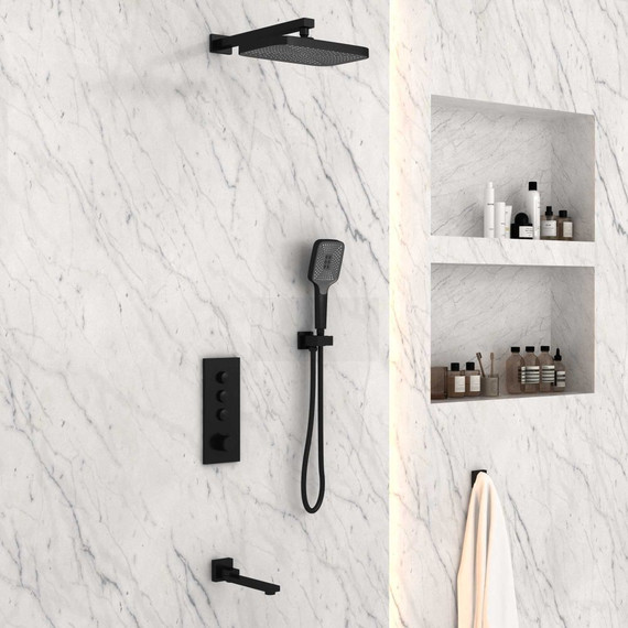 Душевая система для ванны с термостатом Vincea VSFW-433T1MB, черный - 2 Душевая система для ванны с термостатом Vincea VSFW-433T1MB, черный фото 2