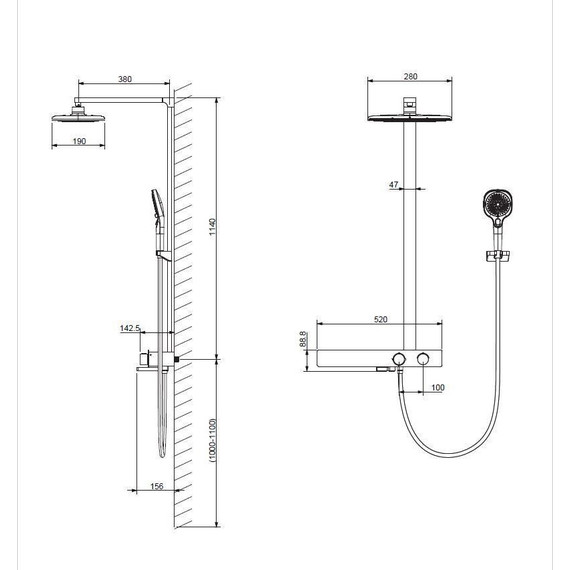 Душевая стойка с термостатом Vincea Inspire VSFS-3I13TGM, вороненая сталь фото 7