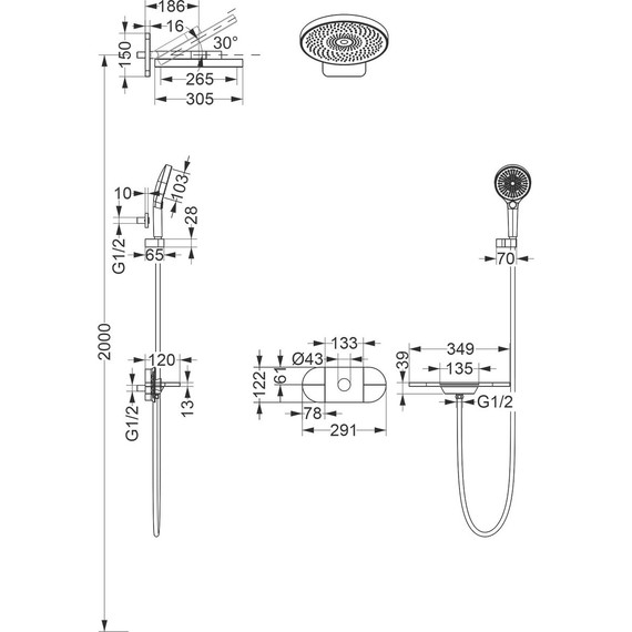 Душевая система для ванны с термостатом Vincea Futura VSFW-2F12TMB, черный - 3 Душевая система для ванны с термостатом Vincea Futura VSFW-2F12TMB, черный фото 3