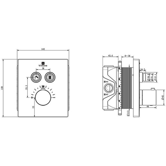 Душевая система для душа с термостатом Vincea Inspire VSFW-3I21T2CH фото 13