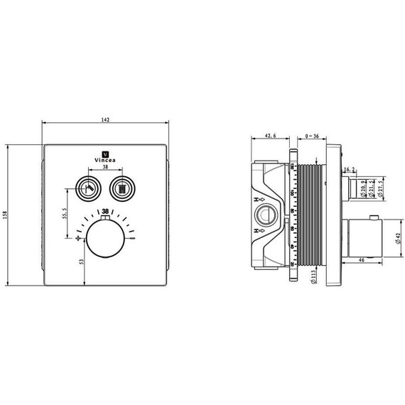 Душевая система для душа с термостатом Vincea Inspire VSFW-3I21T2MB, черный фото 14
