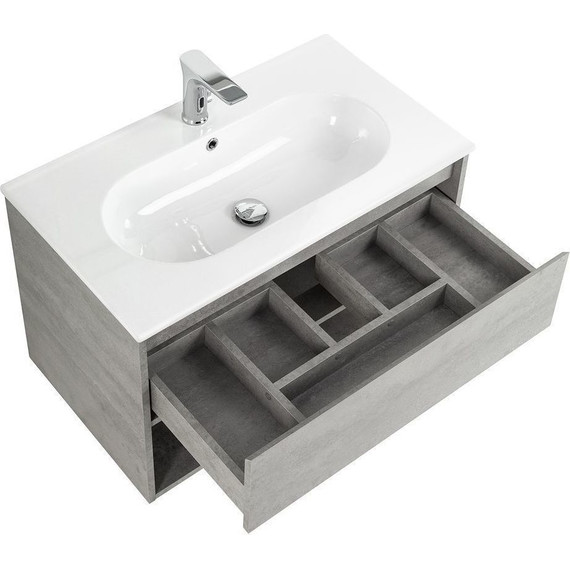 Тумба подвесная с раковиной BelBagno KRAFT-800-1C-SO-CG 80 см, Cemento Grigio фото 3