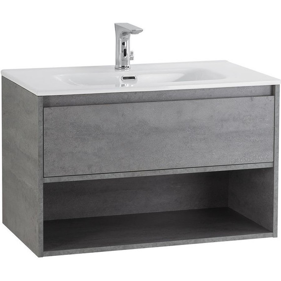 Тумба подвесная с раковиной BelBagno KRAFT-800-1C-SO-CG 80 см, Cemento Grigio фото 7