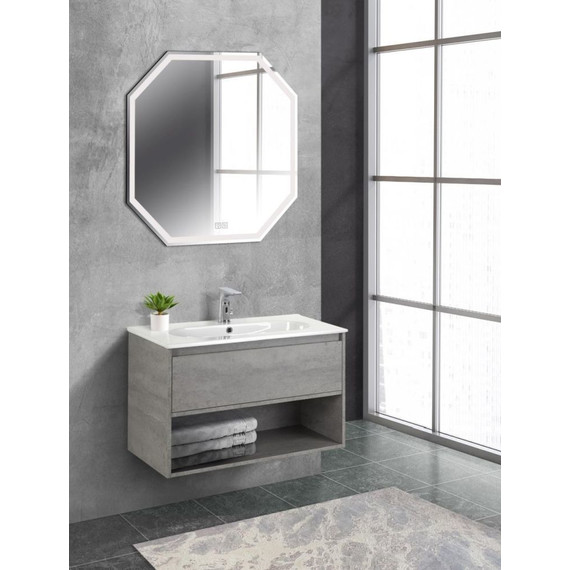 Тумба подвесная с раковиной BelBagno KRAFT-800-1C-SO-CG 80 см, Cemento Grigio фото 9