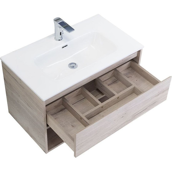 Тумба подвесная с раковиной BelBagno KRAFT-800-1C-SO-RGB 80 см, Rovere Galifax Bianco фото 4