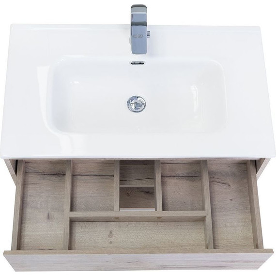 Тумба подвесная с раковиной BelBagno KRAFT-800-1C-SO-RGB 80 см, Rovere Galifax Bianco фото 5