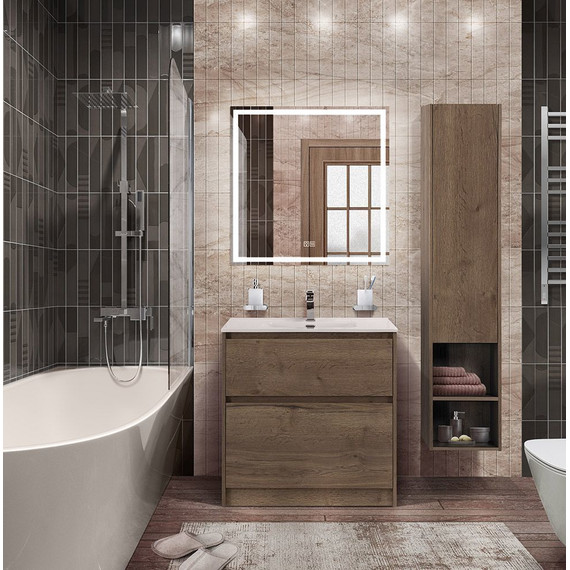 Тумба напольная с раковиной BelBagno KRAFT-800-2C-PIA-RT 80 см, Rovere Tabacco (раковина BB810/465-LV-VTR-BL) фото 7