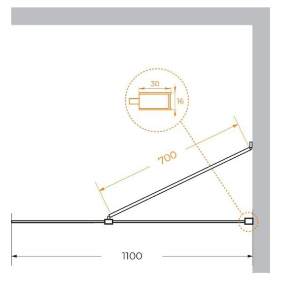 Душевая перегородка Cezares Liberta L-1-TB 110 см (стекло 8 мм), хром/графит - 5 Душевая перегородка Cezares Liberta L-1-TB 110 см (стекло 8 мм), хром/графит фото 5