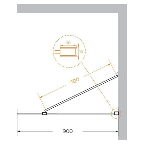 Душевая перегородка Cezares 90 см LIBERTA-L-1-TB-90-C-NERO (стекло 8 мм) черный/прозрачное фото 5