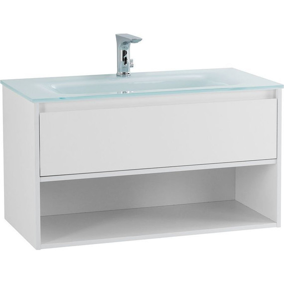 Тумба подвесная с раковиной BelBagno KRAFT-1000-1C-SO-BO 100 см, Bianco Opaco (раковина BB1010/465-LV-VTR-BL) фото 2