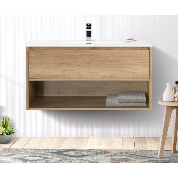 Тумба подвесная с раковиной BelBagno KRAFT-1000-1C-SO-RNN 100 см, Rovere Nebrasca Nature (раковина BB1000ETL) фото 