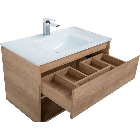 Тумба подвесная с раковиной BelBagno KRAFT-1000-1C-SO-RNN 100 см, Rovere Nebrasca Nature (раковина BB1010/465-LV-VTR-BL) фото 4