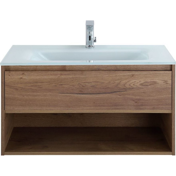Тумба подвесная с раковиной BelBagno KRAFT-1000-1C-SO-RT 100 см, Rovere Tabacco (раковина BB1010/465-LV-VTR-BL) фото 