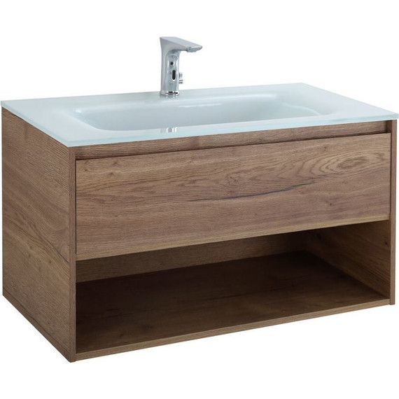 Тумба подвесная с раковиной BelBagno KRAFT-1000-1C-SO-RT 100 см, Rovere Tabacco (раковина BB1010/465-LV-VTR-BL) фото 2