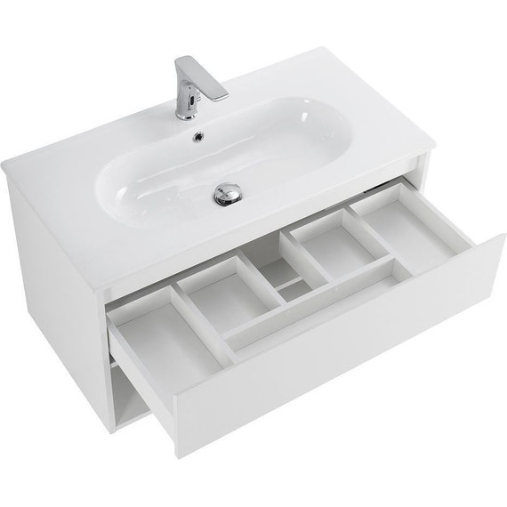 Тумба подвесная с раковиной BelBagno KRAFT-900-1C-SO-BO 90 см, Bianco Opaco (раковина BB900ETL) фото 4