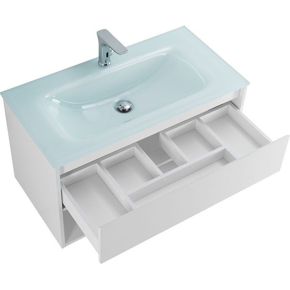 Тумба подвесная с раковиной BelBagno KRAFT-900-1C-SO-BO 90 см, Bianco Opaco (раковина BB910/465-LV-VTR-BL) фото 4