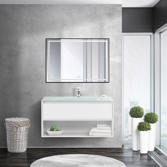 Тумба подвесная с раковиной BelBagno KRAFT-900-1C-SO-BO 90 см, Bianco Opaco (раковина BB910/465-LV-VTR-BL) фото 2