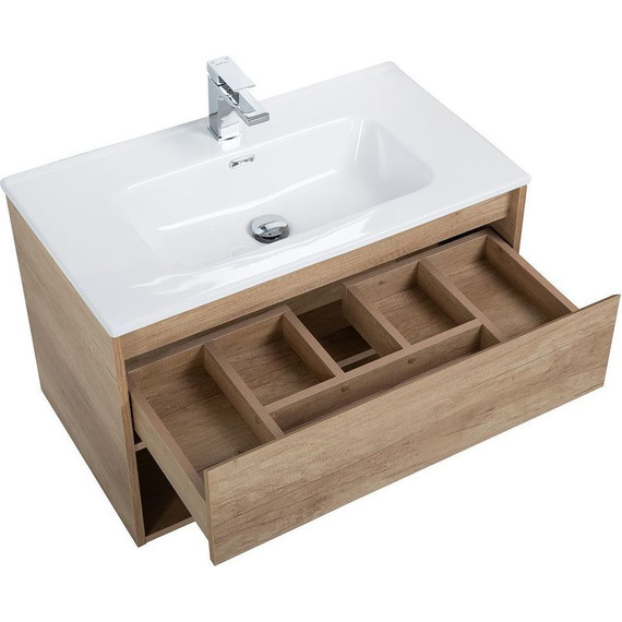 Тумба подвесная с раковиной BelBagno KRAFT-900-1C-SO-RNN 90 см, Rovere Nebrasca Nature (раковина BB900ETL) фото 3
