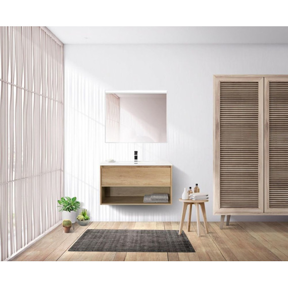 Тумба подвесная с раковиной BelBagno KRAFT-900-1C-SO-RNN 90 см, Rovere Nebrasca Nature (раковина BB900ETL) фото 2