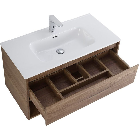 Тумба подвесная с раковиной BelBagno KRAFT-900-1C-SO-RT 90 см, Rovere Tabacco (раковина BB900ETL) фото 12