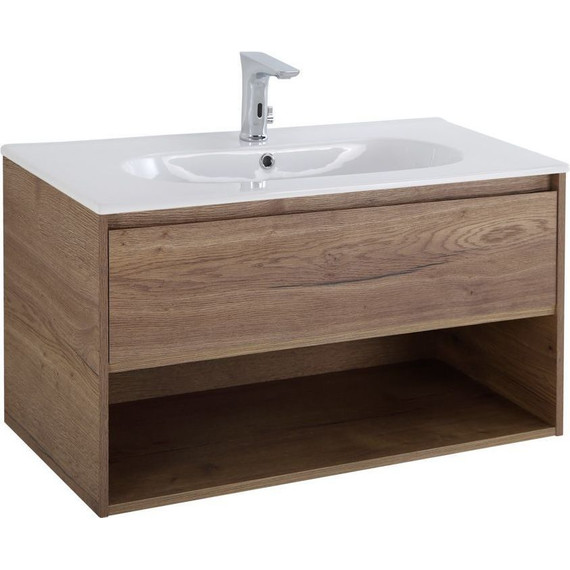 Тумба подвесная с раковиной BelBagno KRAFT-900-1C-SO-RT 90 см, Rovere Tabacco (раковина BB900ETL) фото 3