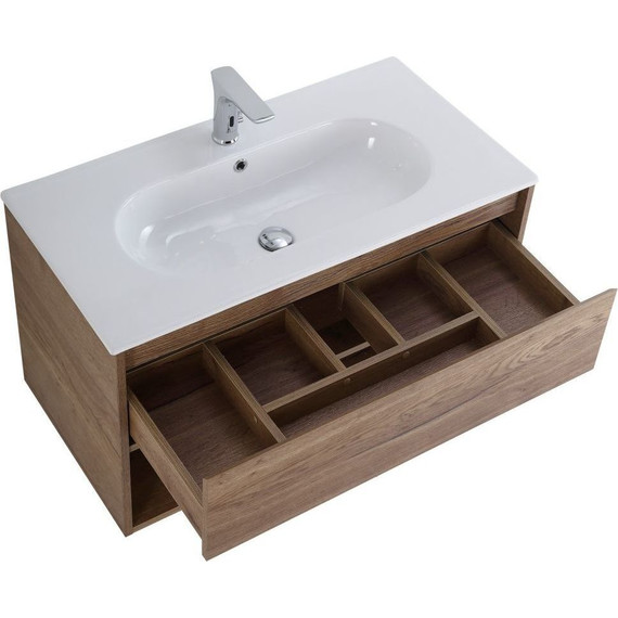 Тумба подвесная с раковиной BelBagno KRAFT-900-1C-SO-RT 90 см, Rovere Tabacco (раковина BB900ETL) фото 4