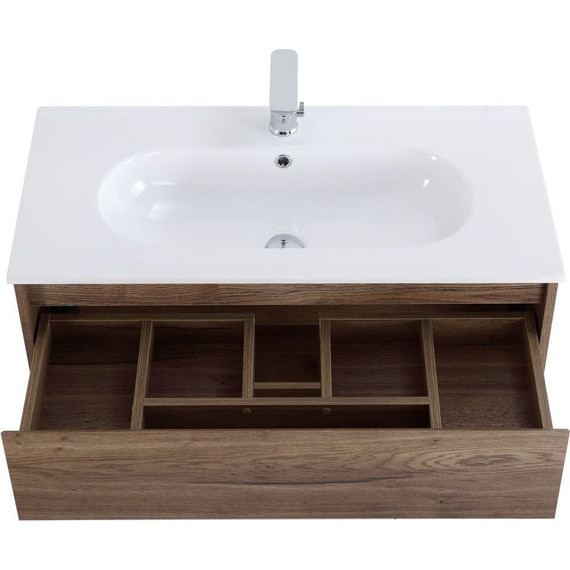 Тумба подвесная с раковиной BelBagno KRAFT-900-1C-SO-RT 90 см, Rovere Tabacco (раковина BB900ETL) фото 5