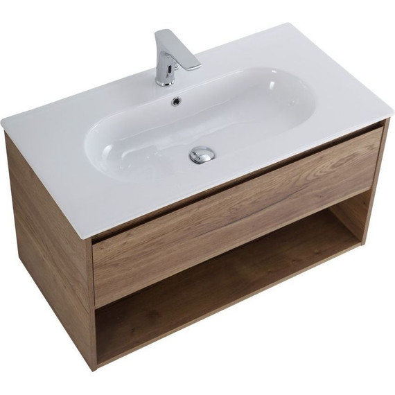 Тумба подвесная с раковиной BelBagno KRAFT-900-1C-SO-RT 90 см, Rovere Tabacco (раковина BB900ETL) фото 6