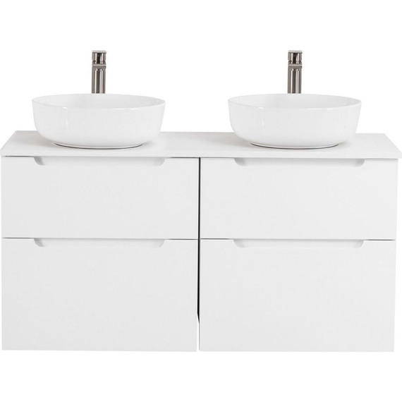 Тумба подвесная со столешницей BelBagno Etna 120 см ETNA-H60-600-2C-SO-BL-P+EK-120-2-BL, Цвет фасада: Bianco Lucido фото 
