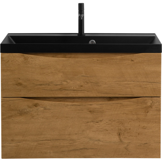Тумба подвесная с раковиной BelBagno MARINO-H60-800-2C-SO-RN-P 80 см, Rovere Nature (раковина BB800/450-LV-ART-AST-NERO) фото 