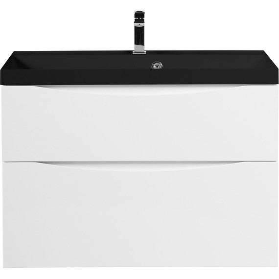 Тумба подвесная с раковиной BelBagno MARINO-H60-900-2C-SO-BL-P 90 см, Bianco Lucido (раковина BB900/450-LV-ART-AST-NERO) фото 