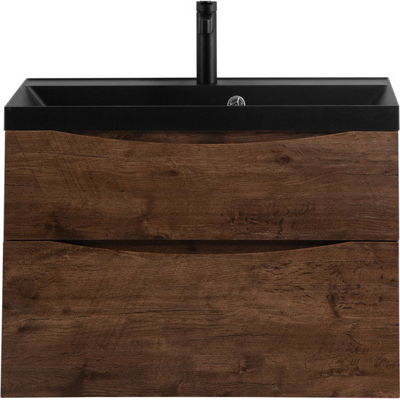 Тумба подвесная с раковиной BelBagno MARINO-H60-800-2C-SO-RW-P 80 см, Rovere Moro (раковина BB800/450-LV-ART-AST-NERO) фото 
