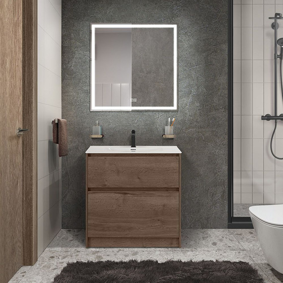 Тумба напольная с раковиной BelBagno KRAFT39-800/390-2C-PIA-RT 80 см, Rovere Tabacco фото 2