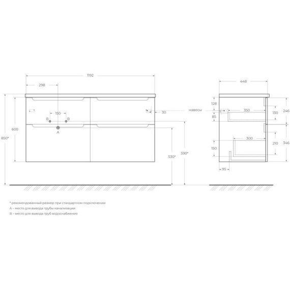 Тумба подвесная со столешницей BelBagno Etna 120 см ETNA-H60-600-2C-SO-BL-P+EK-120-AS-BO-L, Цвет фасада: Bianco Lucido - 15 Тумба подвесная со столешницей BelBagno Etna 120 см ETNA-H60-600-2C-SO-BL-P+EK-120-AS-BO-L, Цвет фасада: Bianco Lucido фото 15