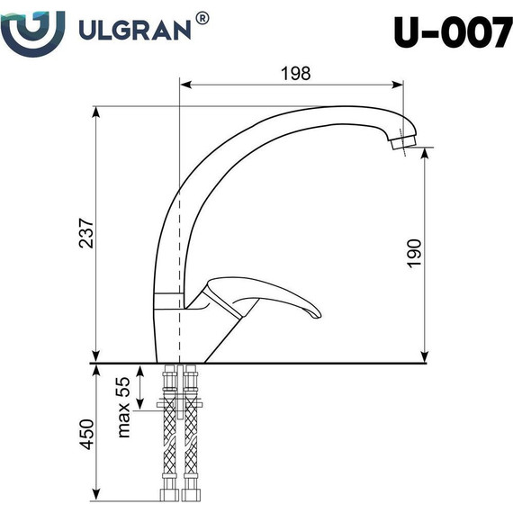 Смеситель для кухни Ulgran U-007-310, серый фото 2
