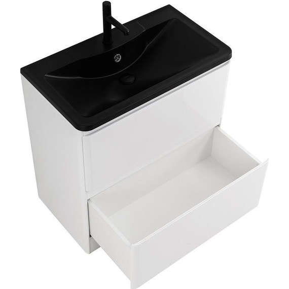 Тумба напольная с раковиной BelBagno ALBANO-1000-2C-PIA-BL 100 см, Bianco Lucido (раковина BB1000/455-LV-ART-ALR-NERO), Цвет фасада: Bianco Lucido Nero - 4 Тумба напольная с раковиной BelBagno ALBANO-1000-2C-PIA-BL 100 см, Bianco Lucido (раковина BB1000/455-LV-ART-ALR-NERO), Цвет фасада: Bianco Lucido Nero фото 4