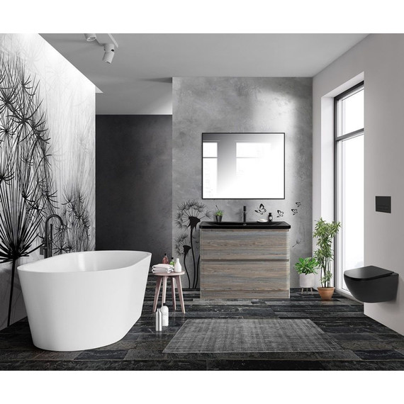 Тумба напольная с раковиной BelBagno ALBANO-1000-2C-PIA-PS 100 см, Pino Scania (раковина BB1000/455-LV-ART-ALR-NERO), Цвет фасада: Pino Scania Nero фото 2