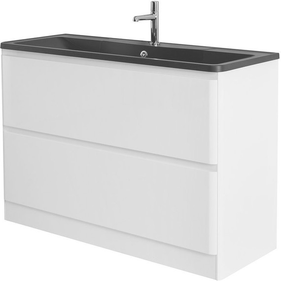 Тумба напольная с раковиной BelBagno ALBANO-1200-2C-PIA-BL 120 см, Bianco Lucido (раковина BB1200/455-LV-ART-ALR-NERO), Цвет фасада: Bianco Lucido Nero фото 3