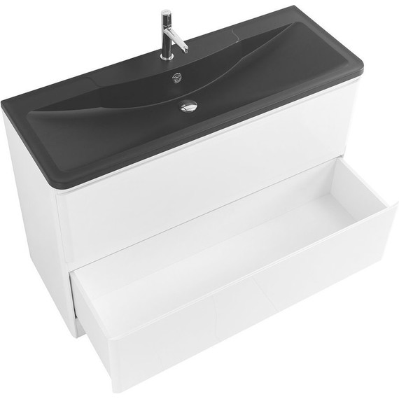 Тумба напольная с раковиной BelBagno ALBANO-1200-2C-PIA-BL 120 см, Bianco Lucido (раковина BB1200/455-LV-ART-ALR-NERO), Цвет фасада: Bianco Lucido Nero фото 4