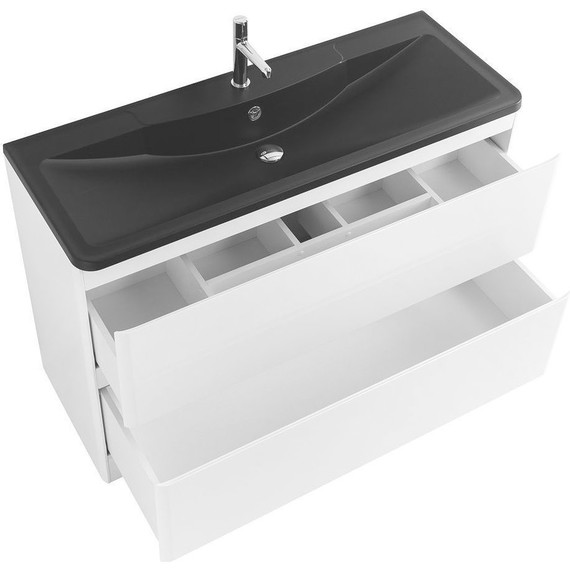 Тумба напольная с раковиной BelBagno ALBANO-1200-2C-PIA-BL 120 см, Bianco Lucido (раковина BB1200/455-LV-ART-ALR-NERO), Цвет фасада: Bianco Lucido Nero фото 5