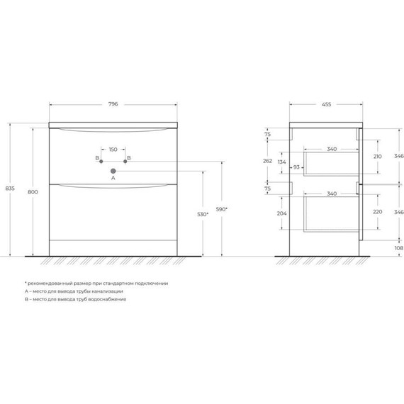 Тумба напольная с раковиной BelBagno ACQUA-1000-2C-PIA-BL 100 см, Bianco Lucido (раковина BB1000/455-LV-ART-ALR-NERO), Цвет фасада: Bianco Lucido Nero - 14 Тумба напольная с раковиной BelBagno ACQUA-1000-2C-PIA-BL 100 см, Bianco Lucido (раковина BB1000/455-LV-ART-ALR-NERO), Цвет фасада: Bianco Lucido Nero фото 14