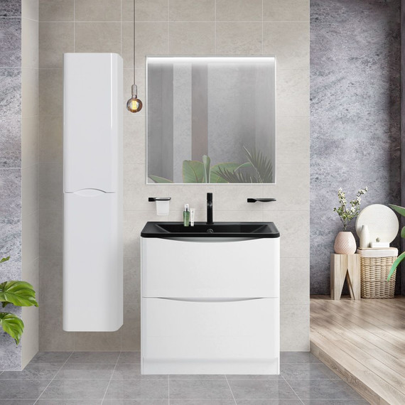 Тумба напольная с раковиной BelBagno ACQUA-1000-2C-PIA-BL 100 см, Bianco Lucido (раковина BB1000/455-LV-ART-ALR-NERO), Цвет фасада: Bianco Lucido Nero - 2 Тумба напольная с раковиной BelBagno ACQUA-1000-2C-PIA-BL 100 см, Bianco Lucido (раковина BB1000/455-LV-ART-ALR-NERO), Цвет фасада: Bianco Lucido Nero фото 2
