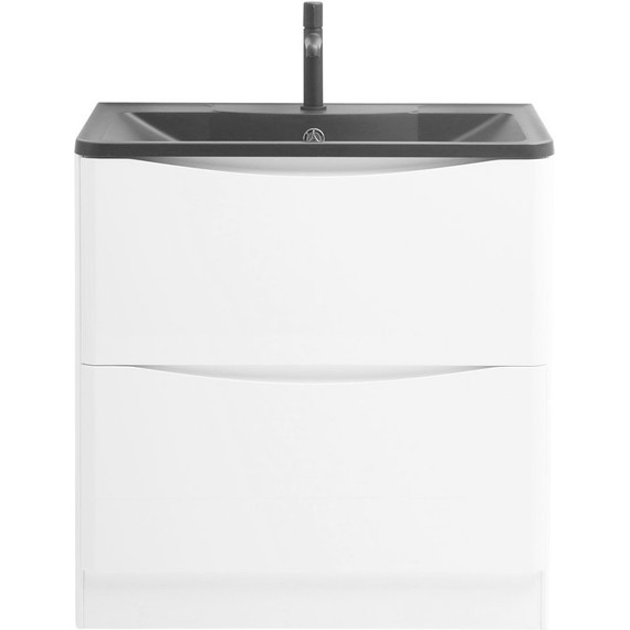 Тумба напольная с раковиной BelBagno ACQUA-1000-2C-PIA-BL 100 см, Bianco Lucido (раковина BB1000/455-LV-ART-ALR-NERO), Цвет фасада: Bianco Lucido Nero фото 