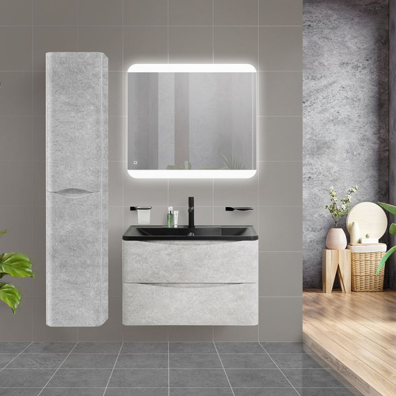 Тумба подвесная с раковиной BelBagno ACQUA-1000-2C-SO-CVG 100 см, Cemento Verona Grigio (раковина BB1000/455-LV-ART-ALR-NERO), Цвет фасада: Cemento Verona Grigio Nero фото 2