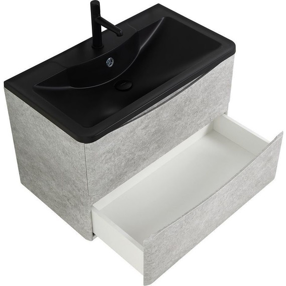 Тумба подвесная с раковиной BelBagno ACQUA-1000-2C-SO-CVG 100 см, Cemento Verona Grigio (раковина BB1000/455-LV-ART-ALR-NERO), Цвет фасада: Cemento Verona Grigio Nero фото 5