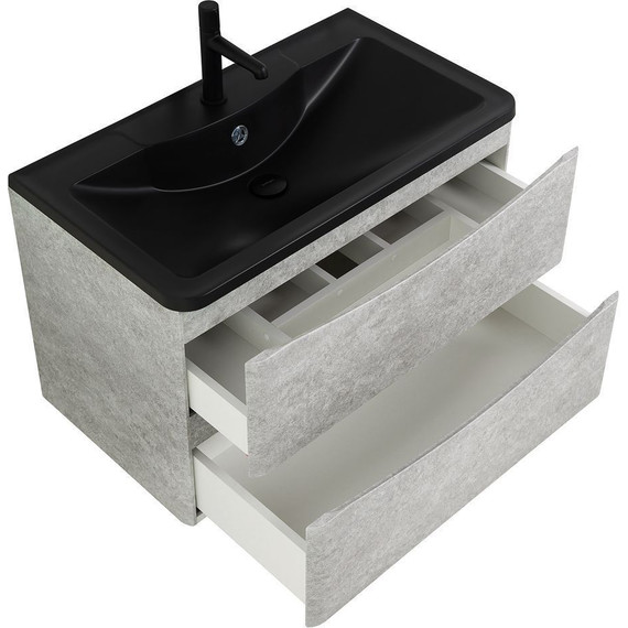 Тумба подвесная с раковиной BelBagno ACQUA-1000-2C-SO-CVG 100 см, Cemento Verona Grigio (раковина BB1000/455-LV-ART-ALR-NERO), Цвет фасада: Cemento Verona Grigio Nero фото 9