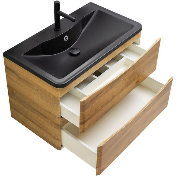 Тумба подвесная с раковиной BelBagno ACQUA-1000-2C-SO-RR 100 см, Rovere Rustico (раковина BB1000/455-LV-ART-ALR-NERO), Цвет фасада: Rovere Rustico Nero - 8 Тумба подвесная с раковиной BelBagno ACQUA-1000-2C-SO-RR 100 см, Rovere Rustico (раковина BB1000/455-LV-ART-ALR-NERO), Цвет фасада: Rovere Rustico Nero фото 8