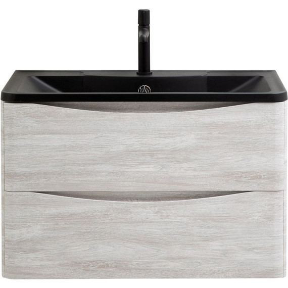 Тумба подвесная с раковиной BelBagno ACQUA-1000-2C-SO-RVB 100 см, Rovere Vintage Bianco (раковина BB1000/455-LV-ART-ALR-NERO), Цвет фасада: Rovere Vintage Bianco Nero фото 